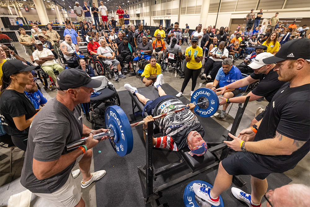 weight lifting at Veterans games